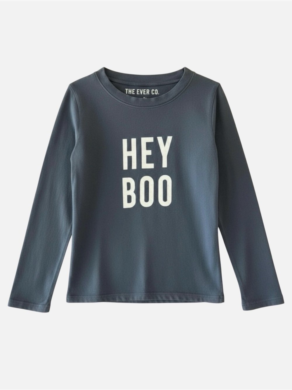The Ever Co “Hey Boo” Graphic Long Sleeve Charcoal Gray White Tee Girls 4-5Y